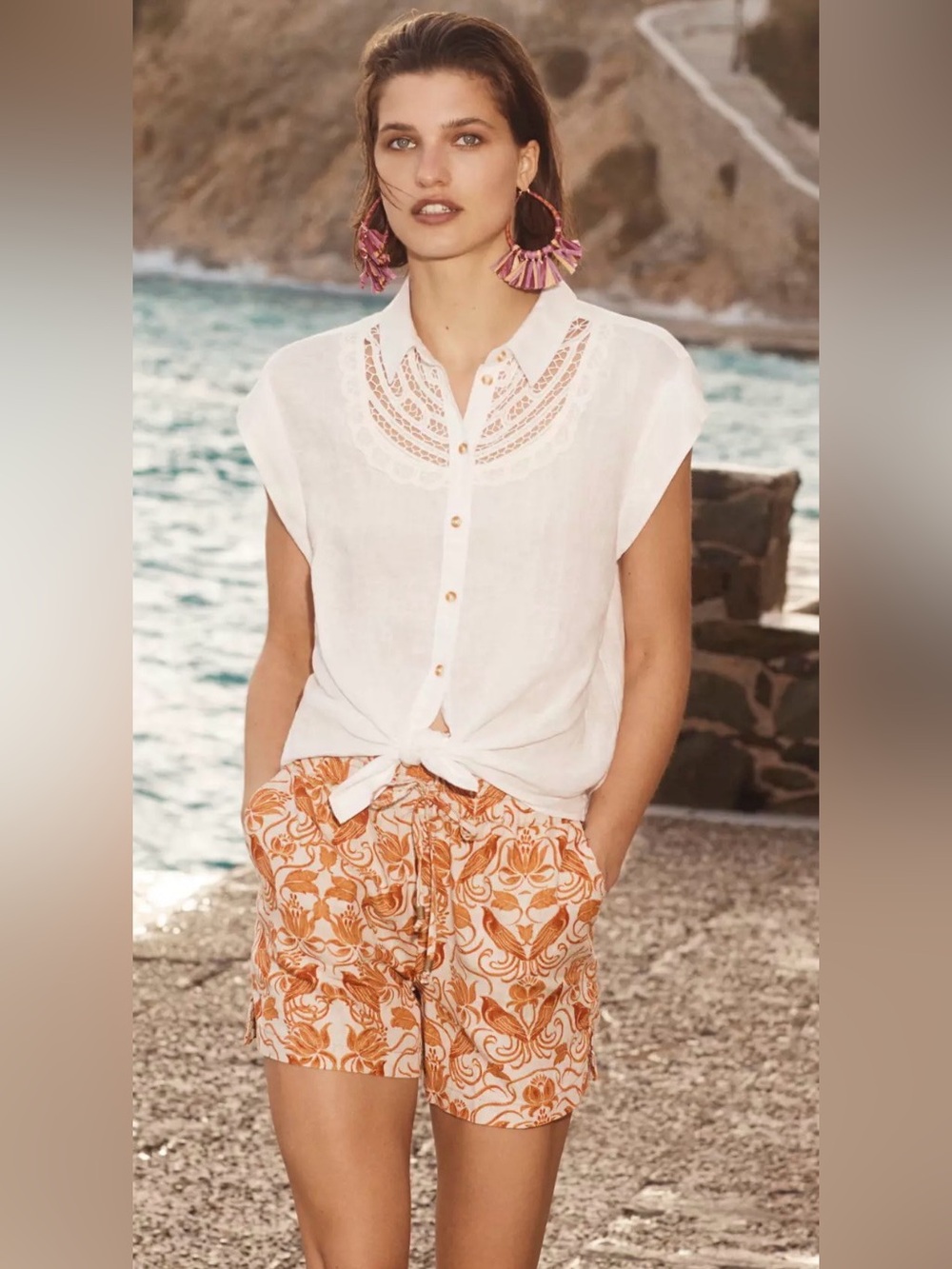 Anthropologie Yoked Linen Button down Size S
